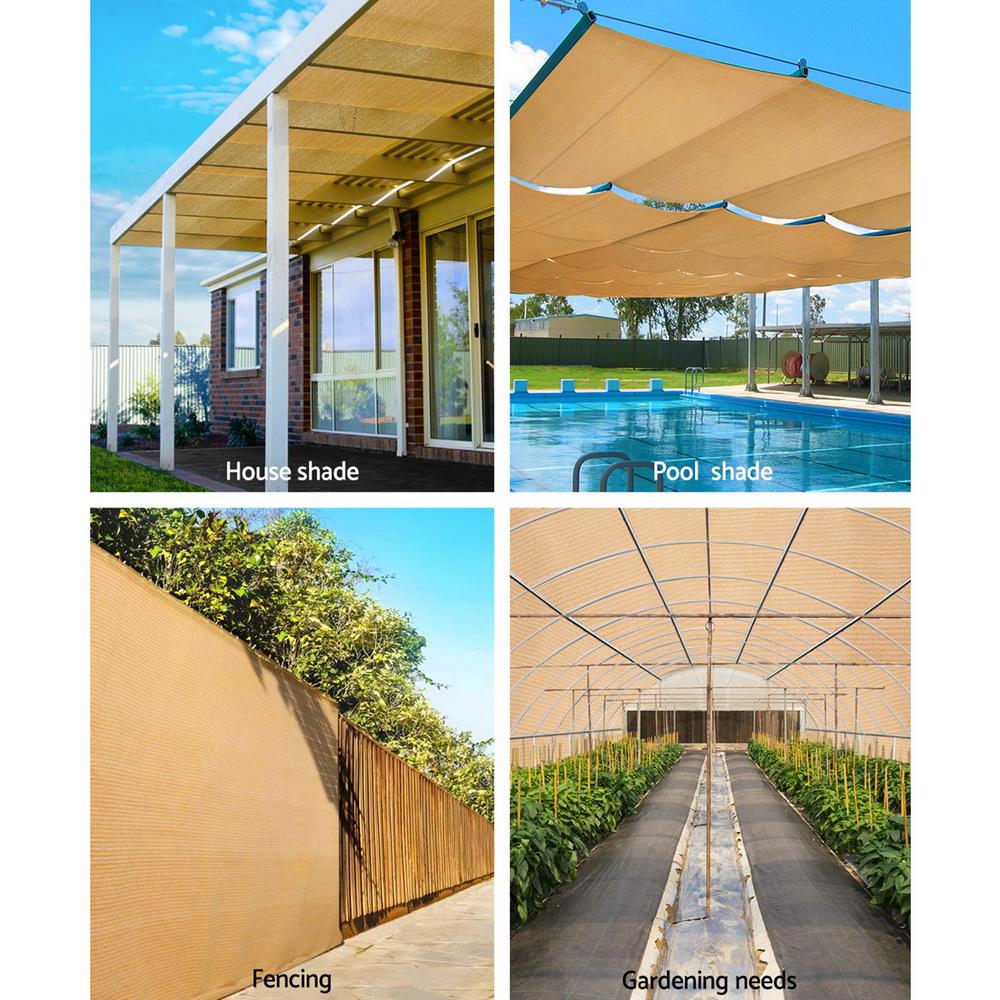 Instahut 1.83 x 10m Shade Sail Cloth in beige, showcasing its durable fabric and ample size for effective shading.